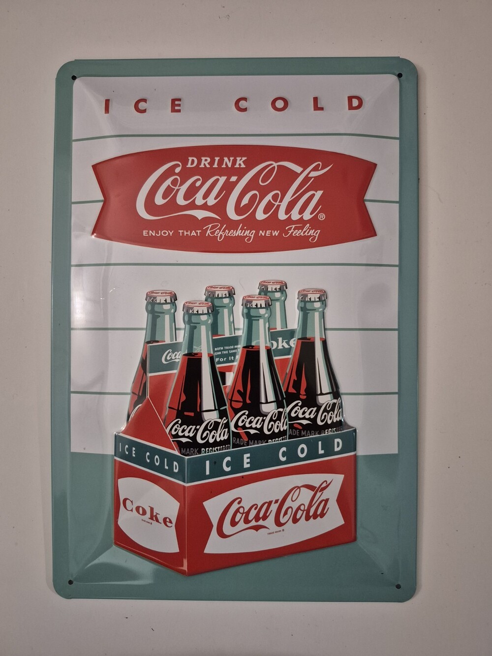 NEW 8 X 12 Metal Coca-Cola Sign Six Pack Coke Bottle Bottles